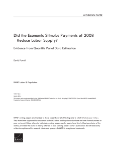 Did the Economic Stimulus Payments of 2008 Reduce Labor Supply? WORKING PAPER