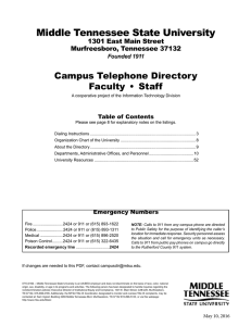 Middle Tennessee State University Campus Telephone Directory Faculty • Staff