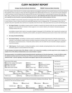 CLERY INCIDENT REPORT  Campus Security Authority Worksheet Middle Tennessee State University