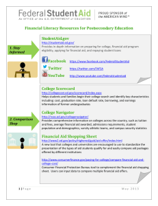 Financial Literacy Resources for Postsecondary Education StudentAid.gov 1. Stay