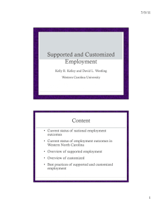Supported and Customized Employment Content