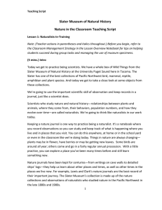 Slater Museum of Natural History Nature in the Classroom Teaching Script