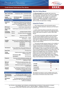 Credit Suisse Performance Plus Series What this Rating Means Important Dates