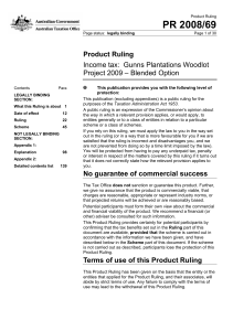 PR 2008/69 Product Ruling Income tax:  Gunns Plantations Woodlot