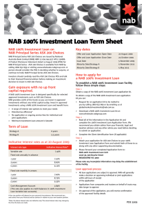 NAB 100% Investment Loan on Key dates