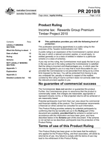 PR 2010/8 Product Ruling Income tax:  Rewards Group Premium Timber Project 2010