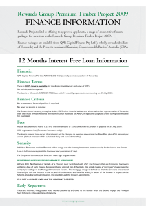 FINANCE INFORMATION Rewards Group Premium Timber Project 2009