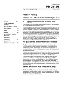 PR 2012/8 Product Ruling Income tax:  TFS Sandalwood Project 2012