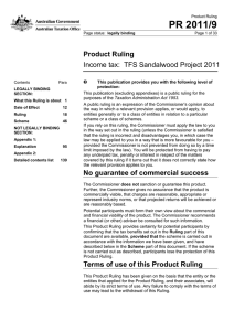 PR 2011/9 Product Ruling Income tax:  TFS Sandalwood Project 2011