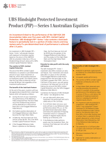  UBS Hindsight Protected Investment Product (PIP)—Series 1 Australian Equities