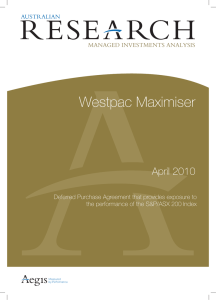 Westpac Maximiser April 2010 Austr Deferred Purchase Agreement that provides exposure to