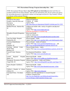 WCU Recreational Therapy Program Internship Sites – 2013