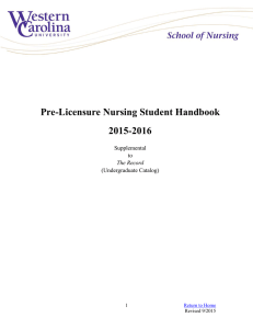 Pre-Licensure Nursing Student Handbook 2015-2016 Supplemental