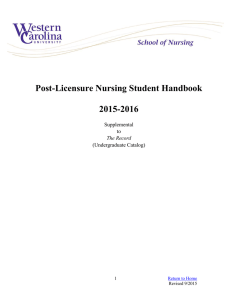 Post-Licensure Nursing Student Handbook 2015-2016 Supplemental