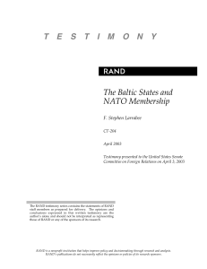 R T  E S T I M  O N... The Baltic States and NATO Membership