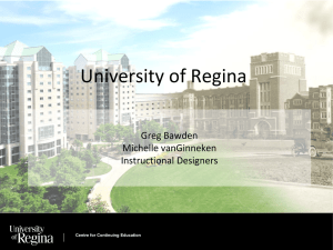 University of Regina  Greg Bawden Michelle vanGinneken