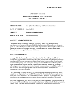 UNIVERSITY COUNCIL AGENDA ITEM NO: 9.3 PLANNING AND PRIORITIES COMMITTEE
