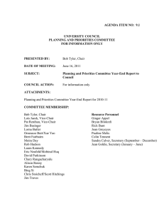 AGENDA ITEM NO:  9.1 UNIVERSITY COUNCIL PLANNING AND PRIORITIES COMMITTEE