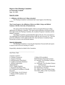 Report of the Planning Committee to University Council Sept. 20, 2001