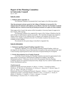 Report of the Planning Committee to University Council