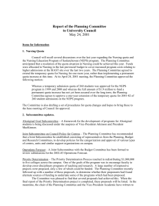 Report of the Planning Committee to University Council May 24, 2001