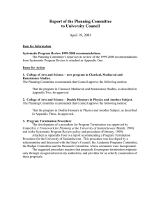 Report of the Planning Committee to University Council April 19, 2001