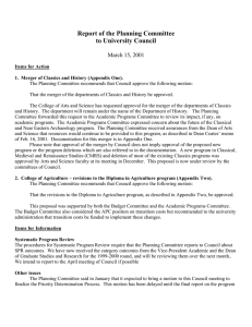 Report of the Planning Committee to University Council March 15, 2001