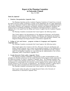 Report of the Planning Committee to University Council May 18, 2000