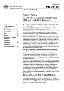 PR 2010/9 Product Ruling Income tax:  Macquarie Eucalypt Project