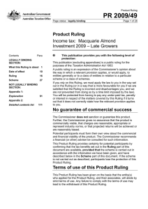 PR 2009/49 Product Ruling Income tax:  Macquarie Almond