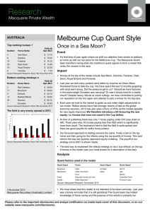 Melbourne Cup Quant Style Once in a Sea Moon? AUSTRALIA Event