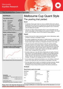 Melbourne Cup Quant Style The yearling that yielded AUSTRALIA Event