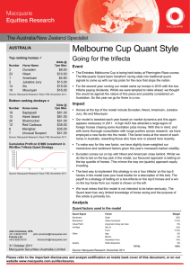 Melbourne Cup Quant Style Going for the trifecta AUSTRALIA Event