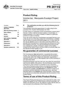 PR 2011/2 Product Ruling Income tax:  Macquarie Eucalypt Project 2011