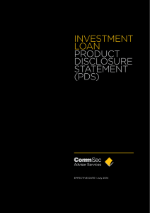 INVESTMENT LOAN PRODUCT DISCLOSURE