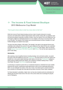The Income &amp; Fixed Interest Boutique  2015 Melbourne Cup Model