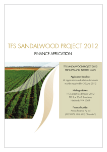TFS SANDALWOOD PROJECT 2012 FINANCE APPLICATION