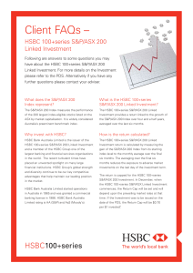 Client FAQs – HSBC 100+series S&amp;P/ASX 200 Linked Investment