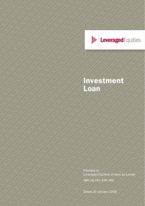 Investment Loan Provided by Leveraged Equities Limited as Lender