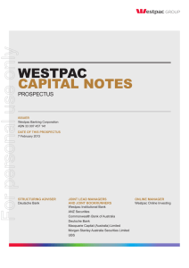 For personal use only WESTPAC CAPITAL NOTES PROSPECTUS
