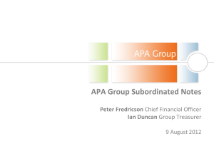 APA Group Subordinated Notes  Peter Fredricson Ian Duncan