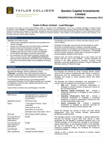 Sandon Capital Investments Limited Taylor Collison Limited – Lead Manager – November 2013