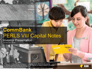 CommBank PERLS VIII Capital Notes For personal use only Investor Presentation