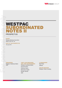 For personal use only WESTPAC SUBORDINATED NOTES II