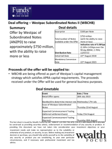 Summary Offer by Westpac of Subordinated Notes (ANZPD) to raise