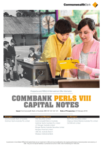COMMBANK CAPITAL NOTES PERLS VIII Prospectus and PERLS III Reinvestment Offer Information