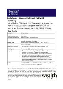 Summary Initial Public Offering to list Woolworth Notes on the