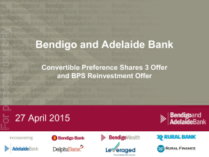 For personal use only Bendigo and Adelaide Bank  27 April 2015