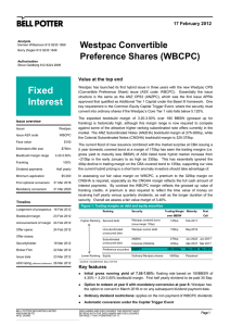 Fixed Westpac Convertible Preference Shares (WBCPC)