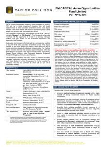 PM CAPITAL Asian Opportunities Fund Limited – APRIL 2014 IPO